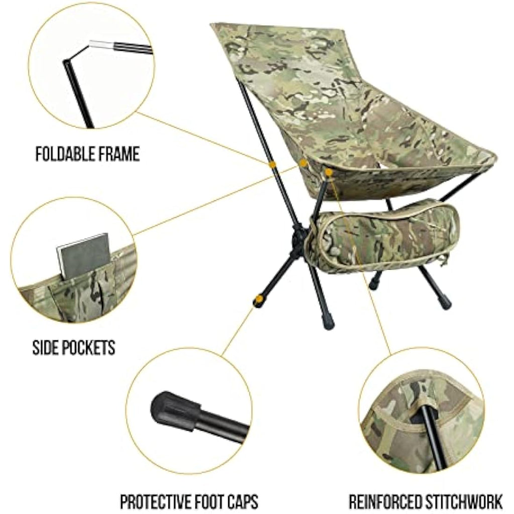 OneTigris Portable Camping Chair | 330lb Capacity Ultralight 7075 Aluminum