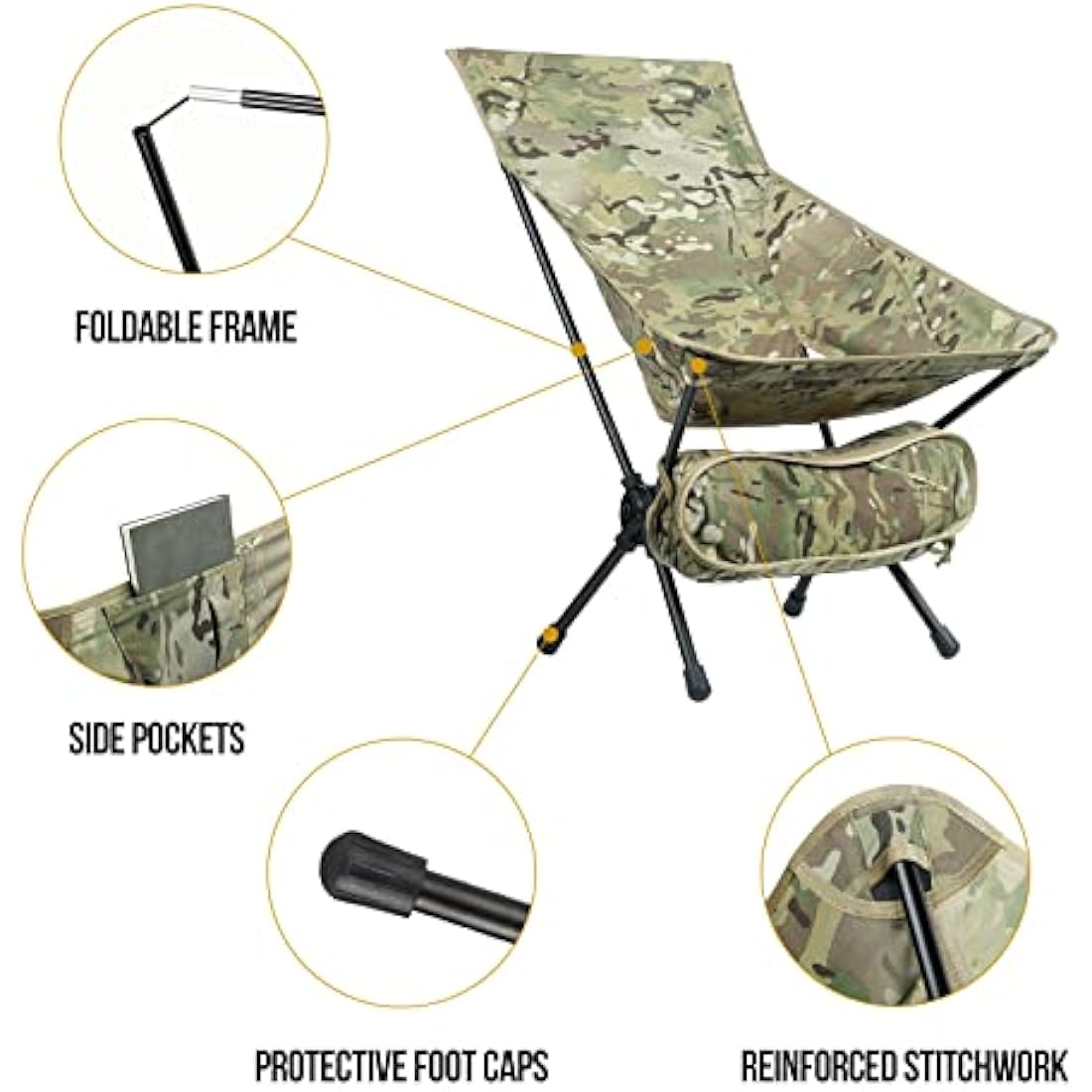 OneTigris Portable Camping Chair | 330lb Capacity Ultralight 7075 Aluminum