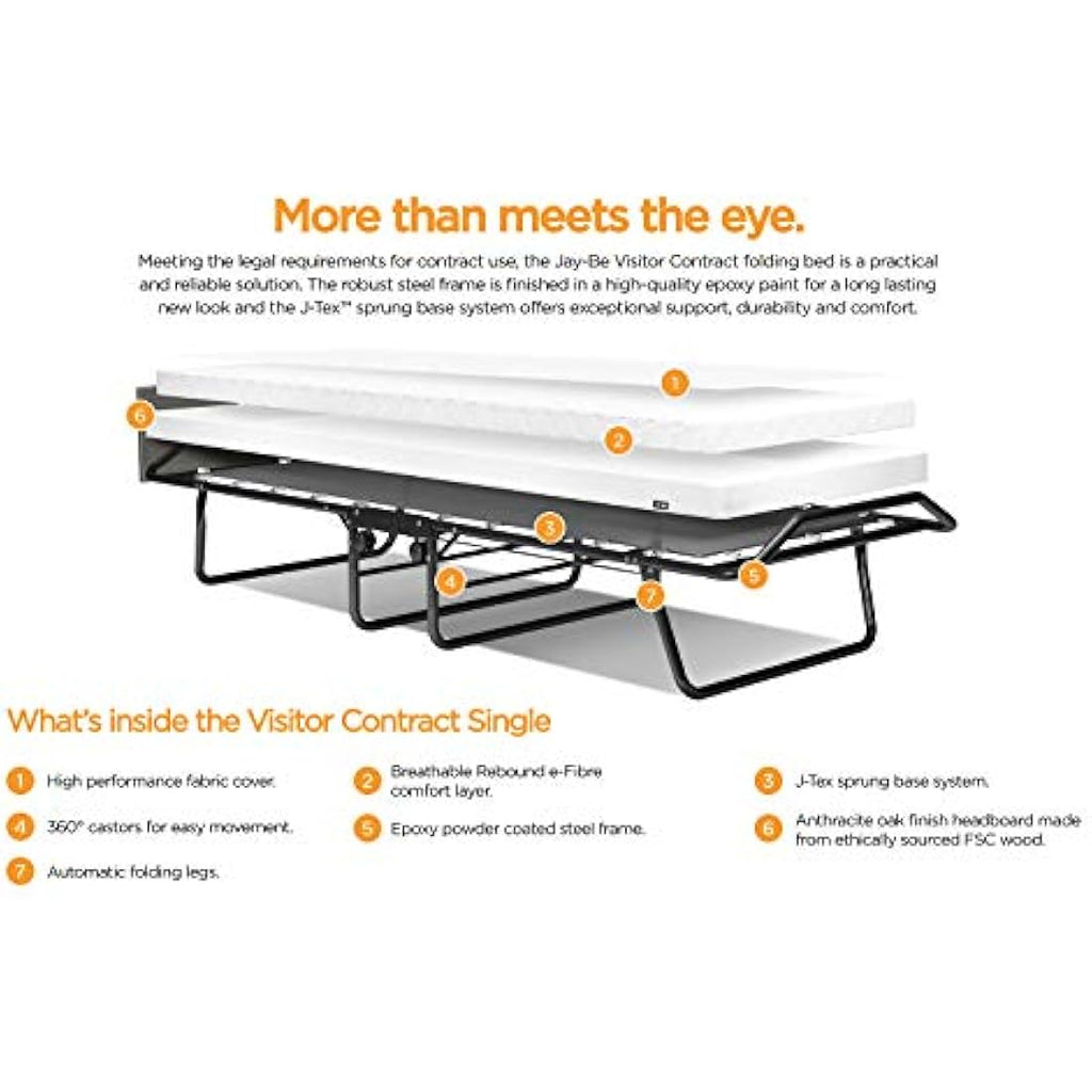 Jay-Be Visitor Single Folding Bed | Performance e-Fibre Mattress