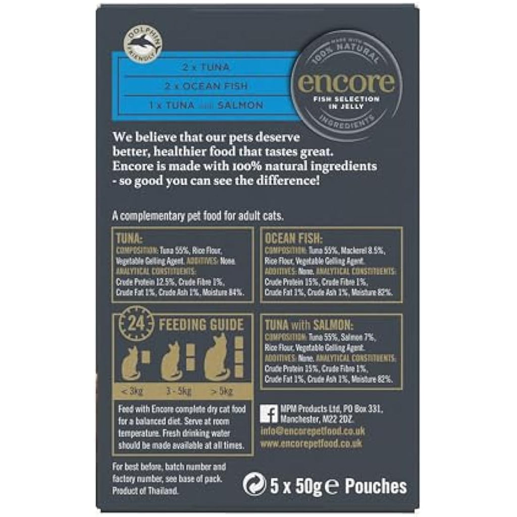 Encore Natural Wet Cat Food – Tuna & Fish Selection in Jelly, 20 x 70g