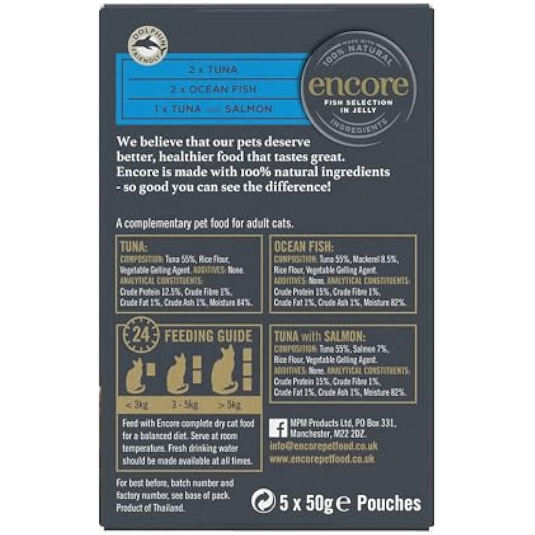Encore Natural Wet Cat Food – Tuna & Fish Selection in Jelly, 20 x 70g