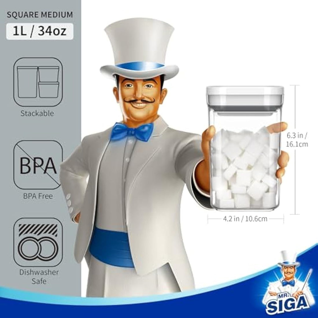 MR.SIGA Airtight Food Storage Containers | 4 Pack BPA Free Stackable Canisters