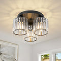 Jolof Store Modern 3-Light Crystal Chandelier – Black Semi Flush Mount