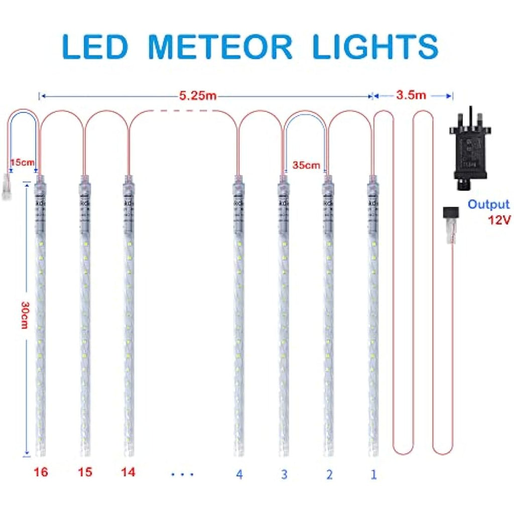 Vikdio Meteor Shower Lights – 16 Tube 480 LED Waterproof Outdoor White