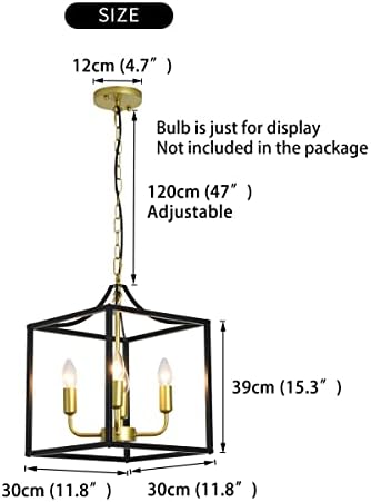 Industrial 4-Light Farmhouse Chandelier – Black and Gold