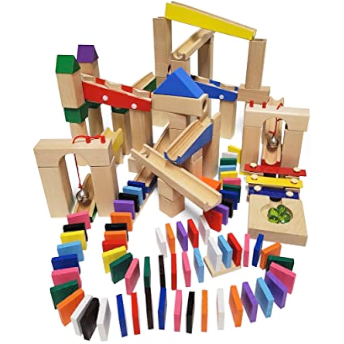 Calmado 200-Piece Wooden Marble Run Set – Beech Wood STEM Toy for Kids