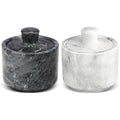 Flexzion Marble Salt Cellar with Lid – Set of 2 Black & White Bowls