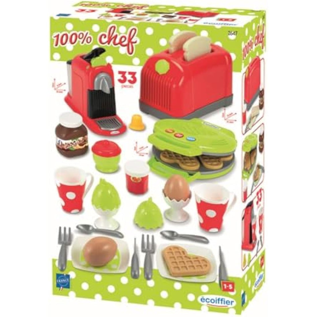 Ecoiffier Toaster Set – 33-Piece Children's Breakfast Toy Set