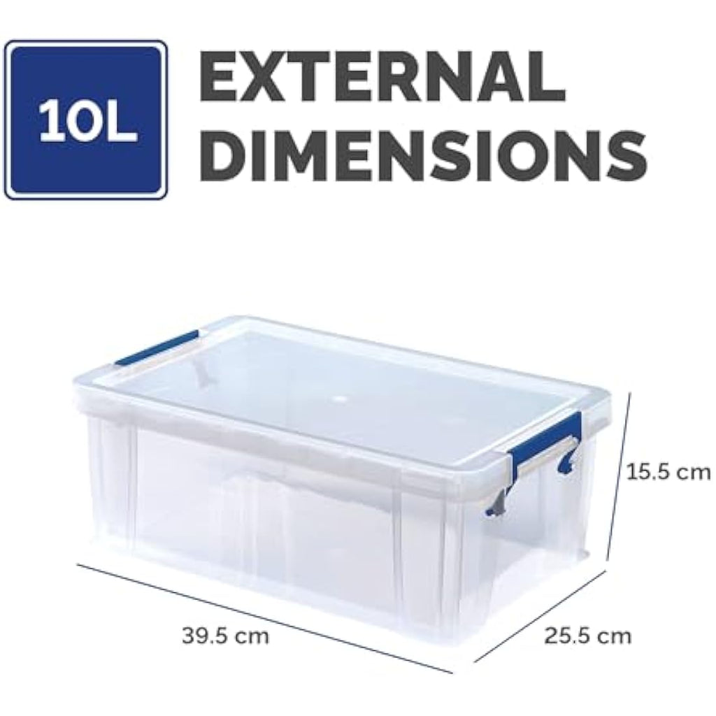 Bankers Box ProStore 10L Stackable Plastic Storage Boxes - 4 Pack