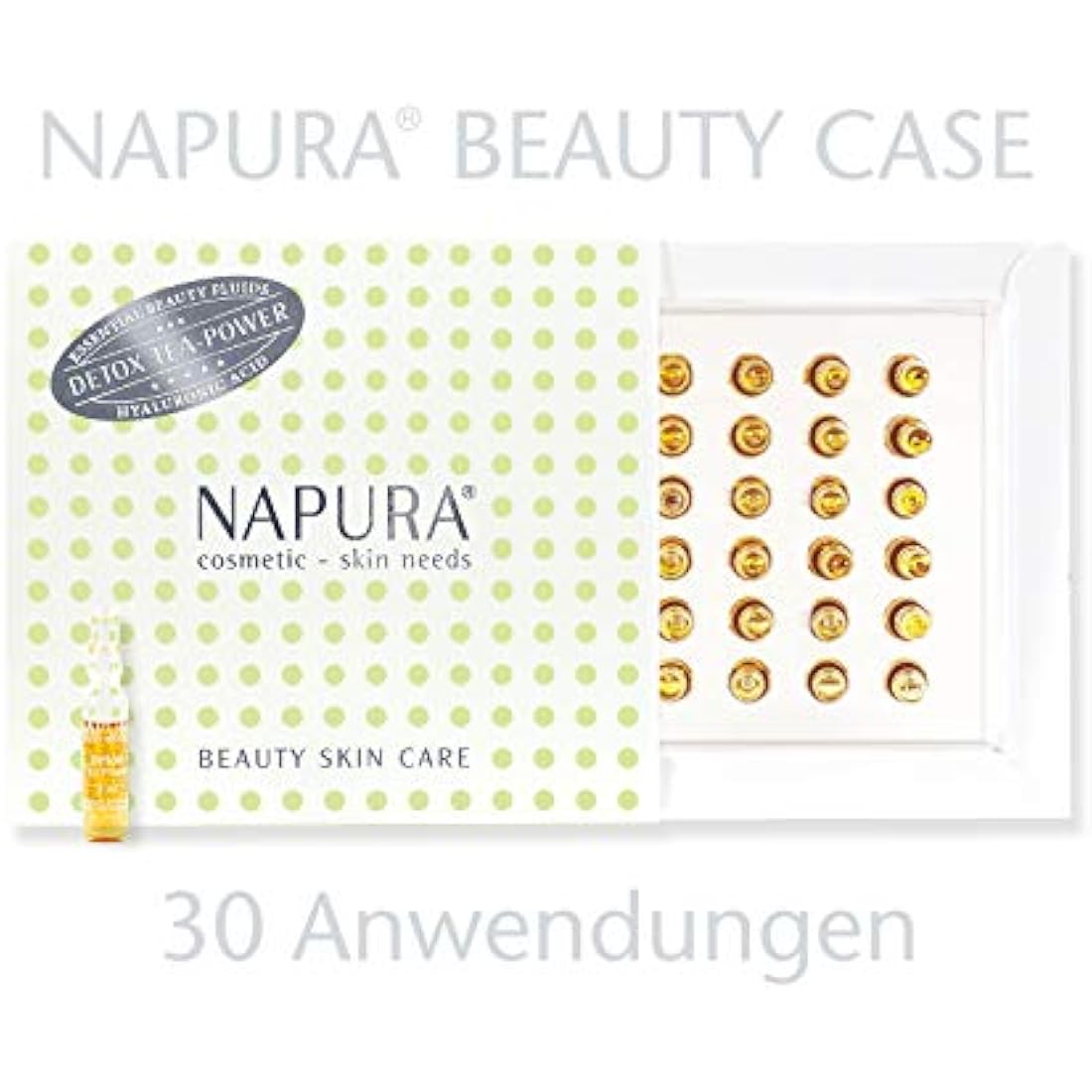 NAPURA Detox Tea Power Ampoules | Hyaluronic Face Serum for Dry Skin