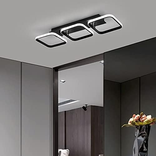EIDISUNY Modern LED Ceiling Light – 33W Black 3-Rectangle Fixture