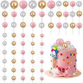 Jolof Store 30Pcs Foam Ball Cake Toppers | Gold Silver Pink Cupcake Picks