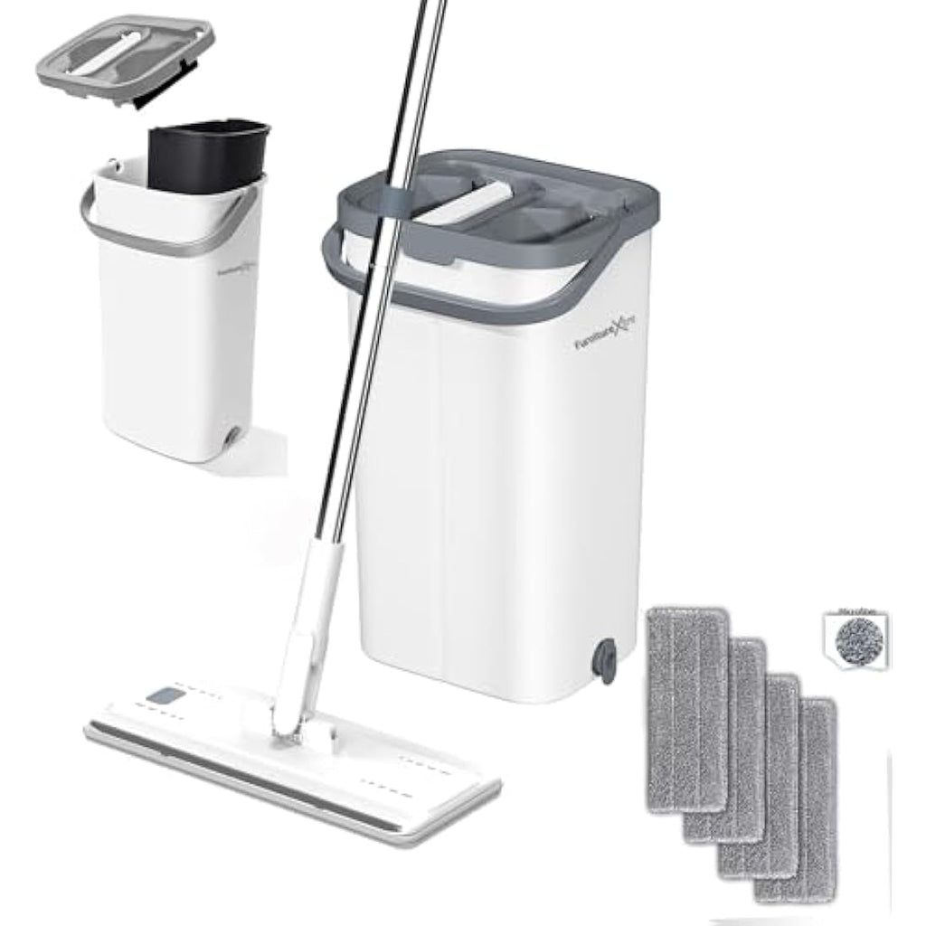 FurnitureXtra Microfibre Flat Mop and Bucket Set | 360 Swivel Handle