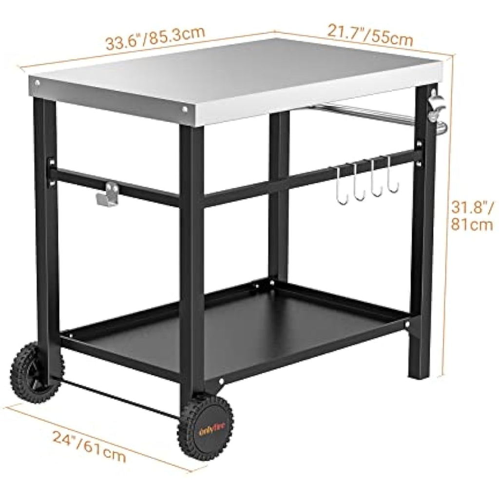 Onlyfire Stainless Steel BBQ Serving Trolley – Outdoor Grill Prep Table