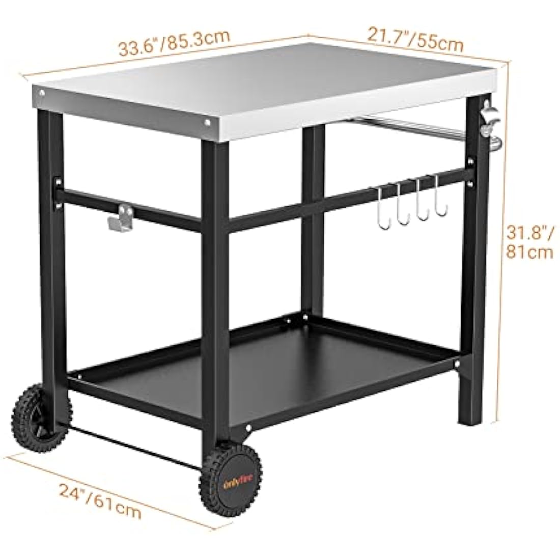 Onlyfire Stainless Steel BBQ Serving Trolley – Outdoor Grill Prep Table
