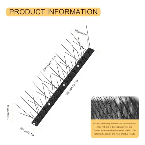 OFFO Stainless Steel Bird Spikes – Matte Black Pigeon Deterrent (5.2m)