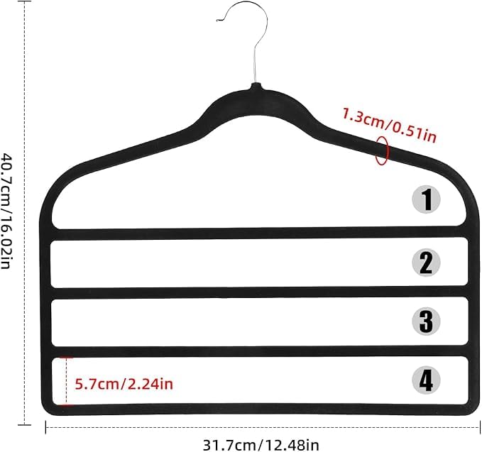 4 Pack Velvet Trouser Hangers Space Saving 4-Layer Hangers for Trousers - image 2