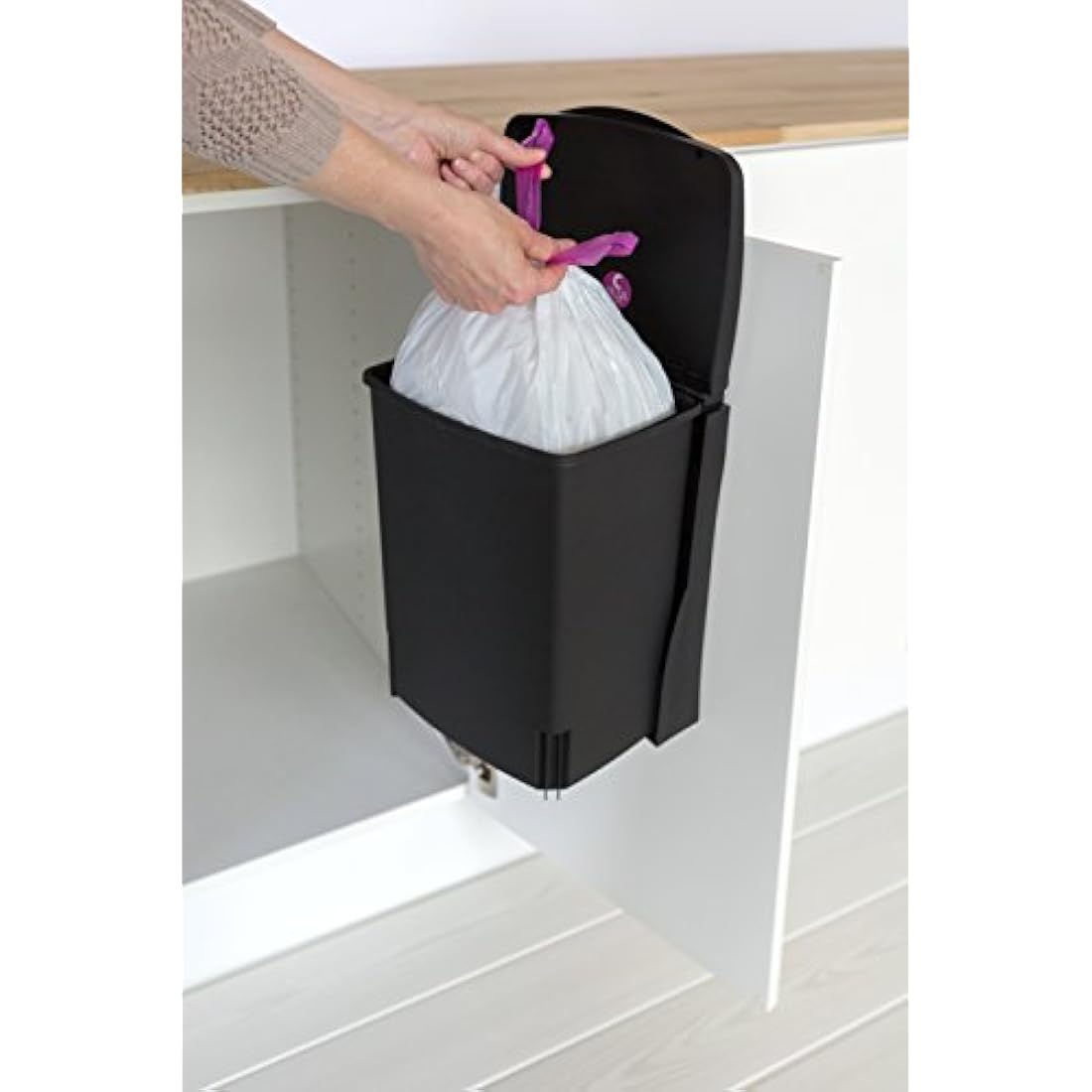 Brabantia 10L Built-in Cupboard Bin | Black Under-Sink Waste Bin