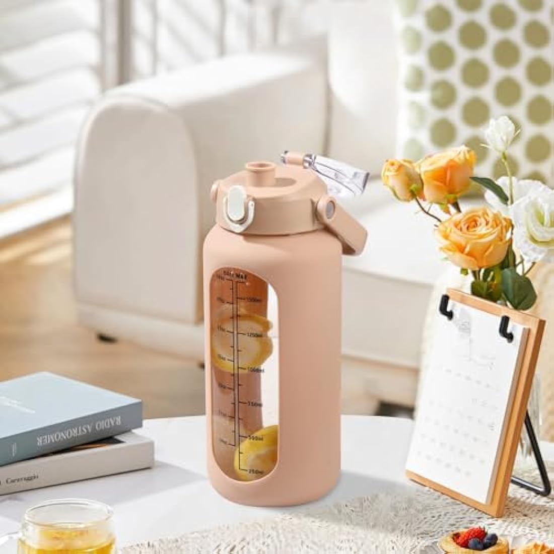 HYDRAGLAZIC 2L Glass Water Bottle | 2 Liter Jug with Time Marker