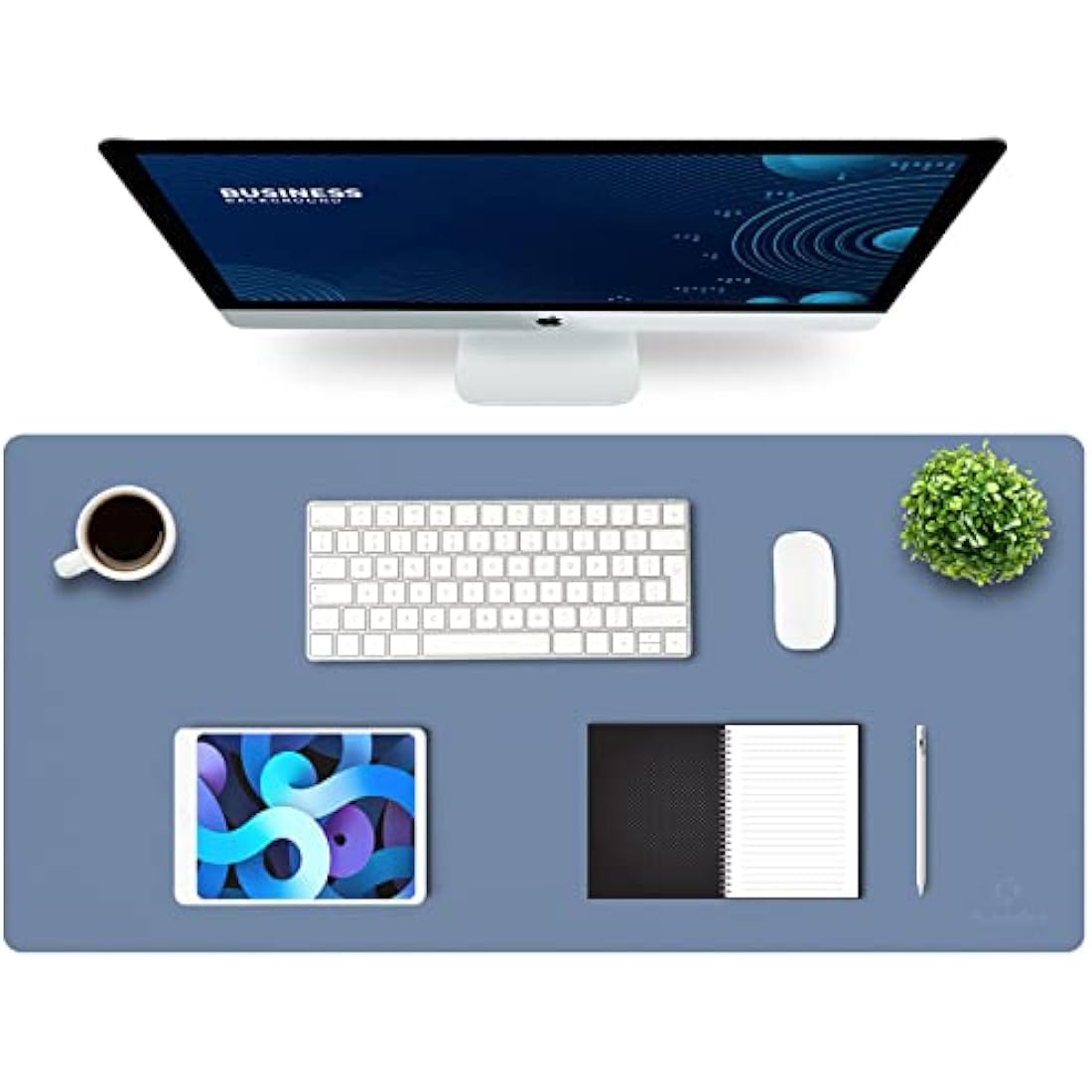 Knodel Leather Desk Pad | Large PVC Mouse Mat & Desk Protector, Lake Blue