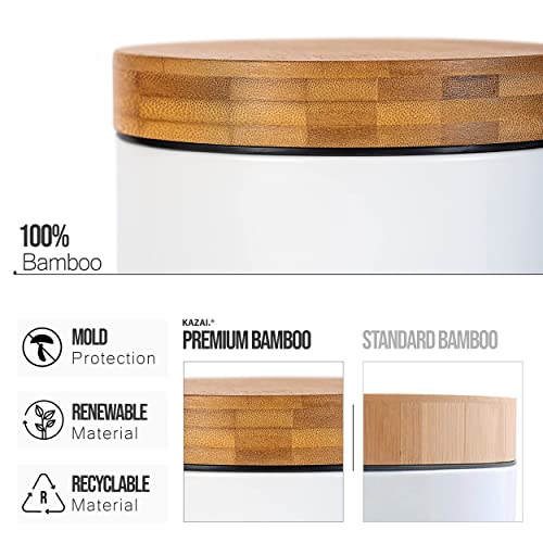 Kazai Bathroom Bin | 3L Soft Close Pedal Bin with Bamboo Lid - White