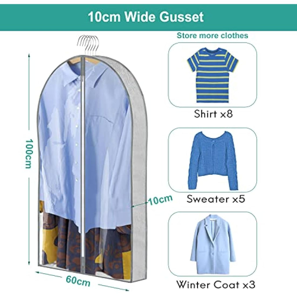 Garment Bags – 4 Pack Breathable Suit Covers, Grey