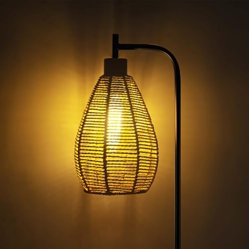 ArcoMead Farmhouse Floor Lamp | Boho Metal Standing Light with Cage Shade