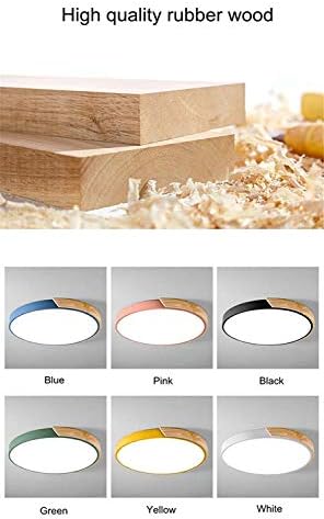 Minifair LED Flush Mount Ceiling Light – 12in Green Wood & Acrylic Fixture