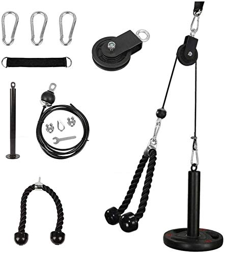 Morwealth LAT Pull Down Cable Pulley System with Tricep Rope Home Gym