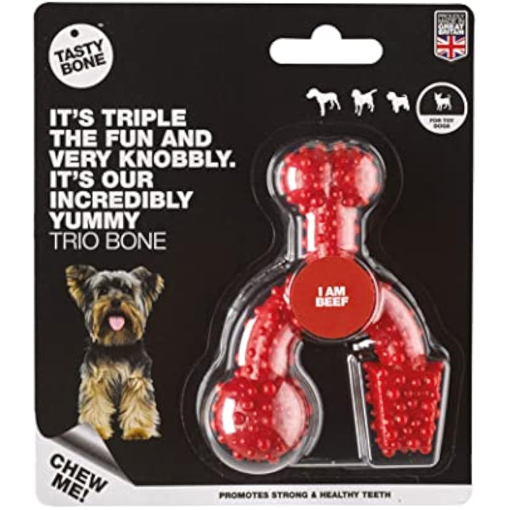 TastyBone TrioBone Beef Nylon Dog Chew Toy for Aggressive Chewers