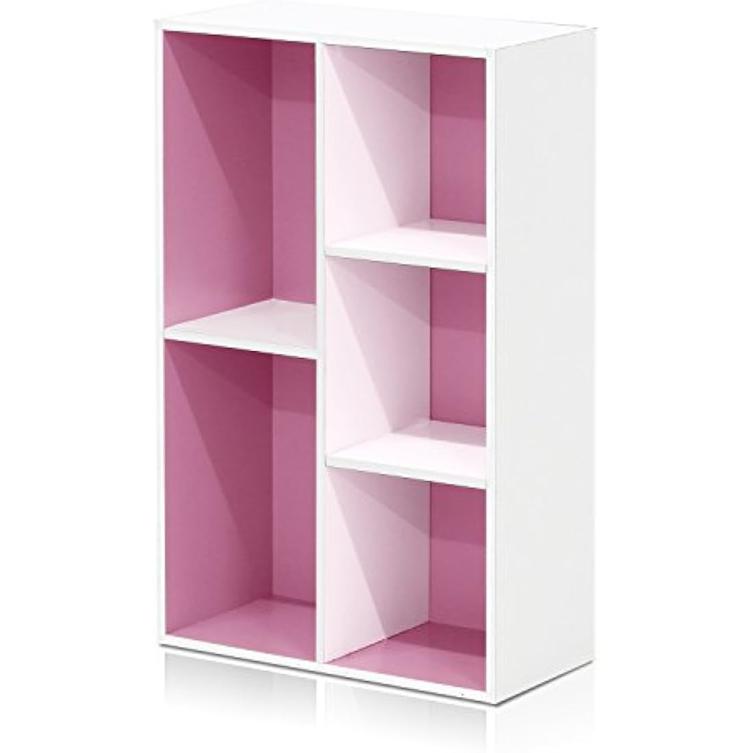 Furinno Luder 5-Cube Reversible Open Storage Shelf - White/Pink