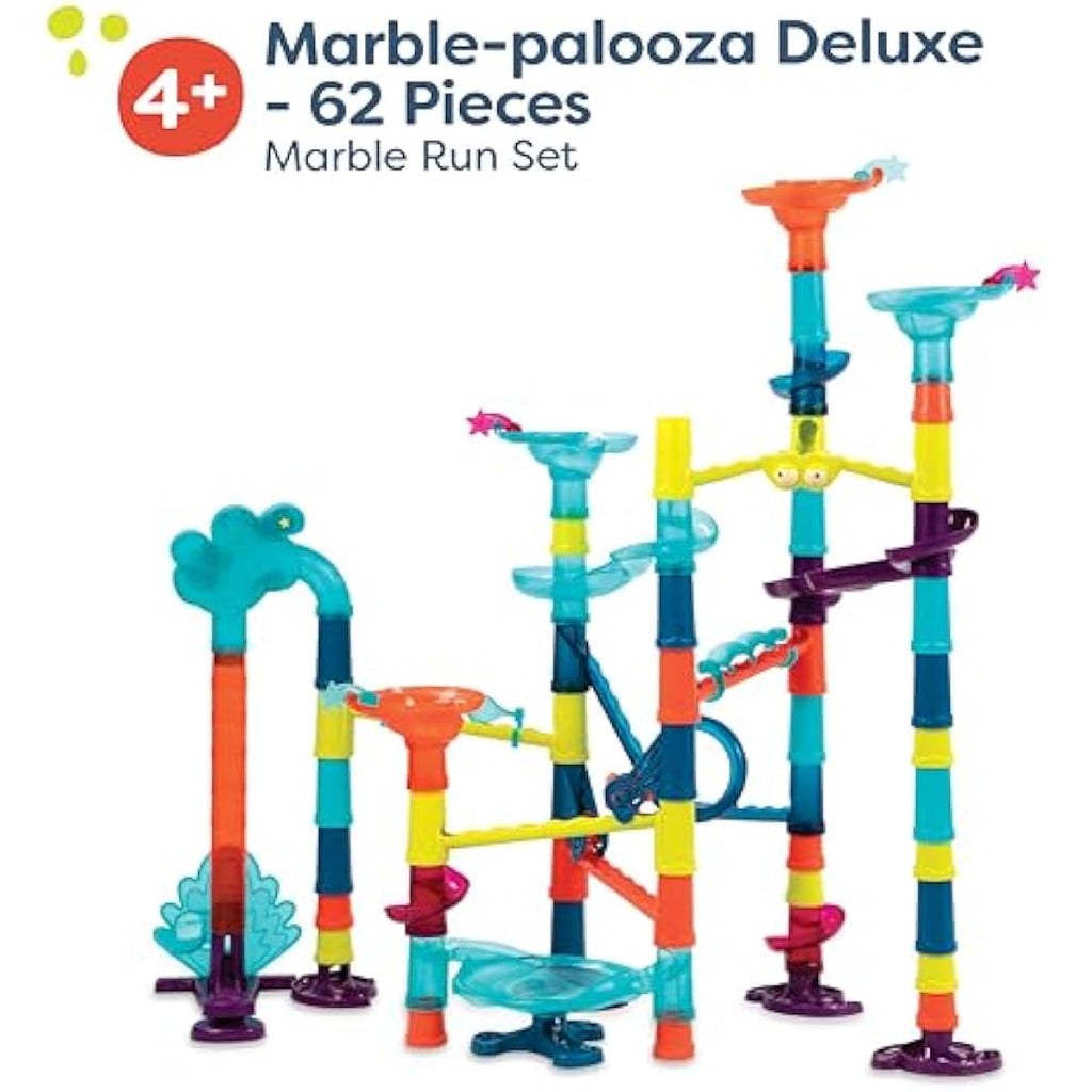 B. toys Marble Run Toy Set – 62-Piece STEM Maze with Lights & Sounds