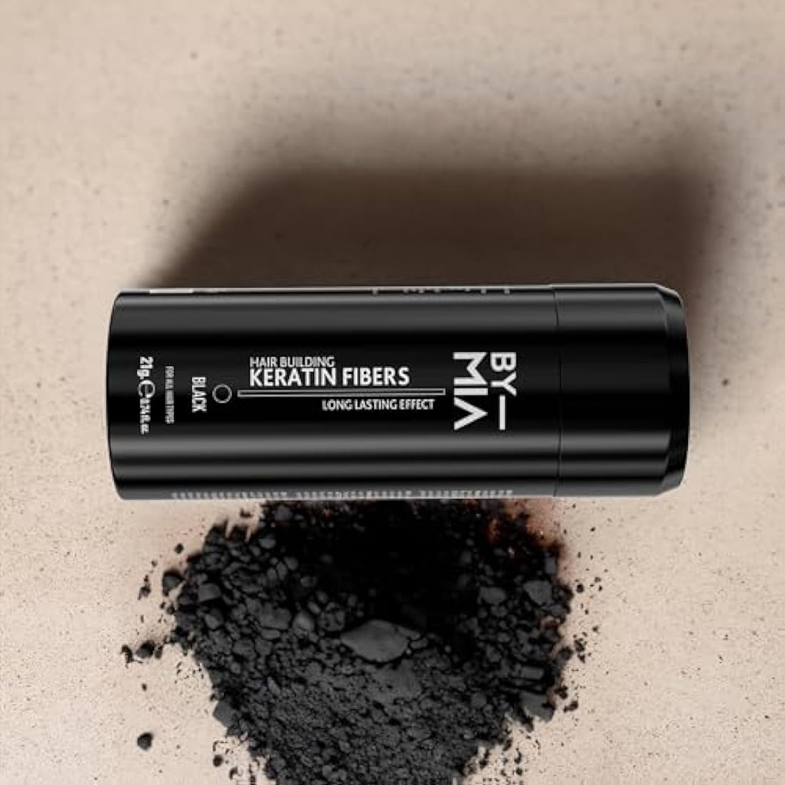 BY MIA Hair Building Keratin Fibers - Black 21g Hair Loss Concealer
