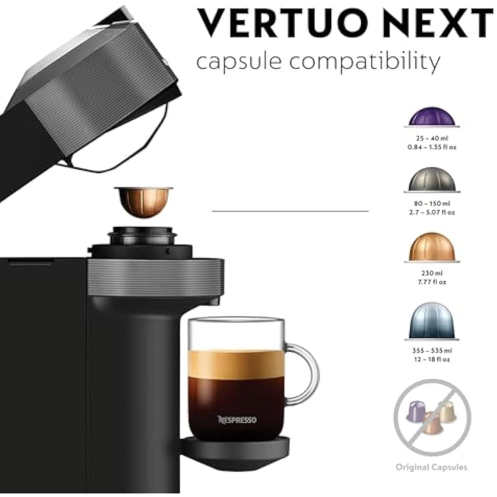 Nespresso Vertuo Next Coffee Machine by De'Longhi with Aeroccino – Grey