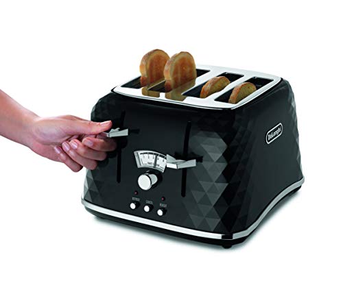 De'Longhi Brilliante 4-Slice Toaster | Black Faceted Design | CTJ4003BK