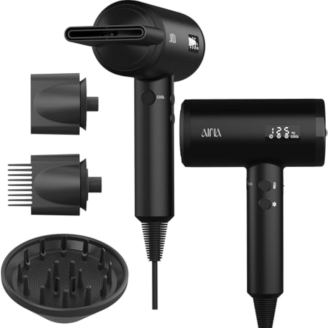 AINA Professional Ionic Hair Dryer | 150,000 RPM BLDC Motor - Black