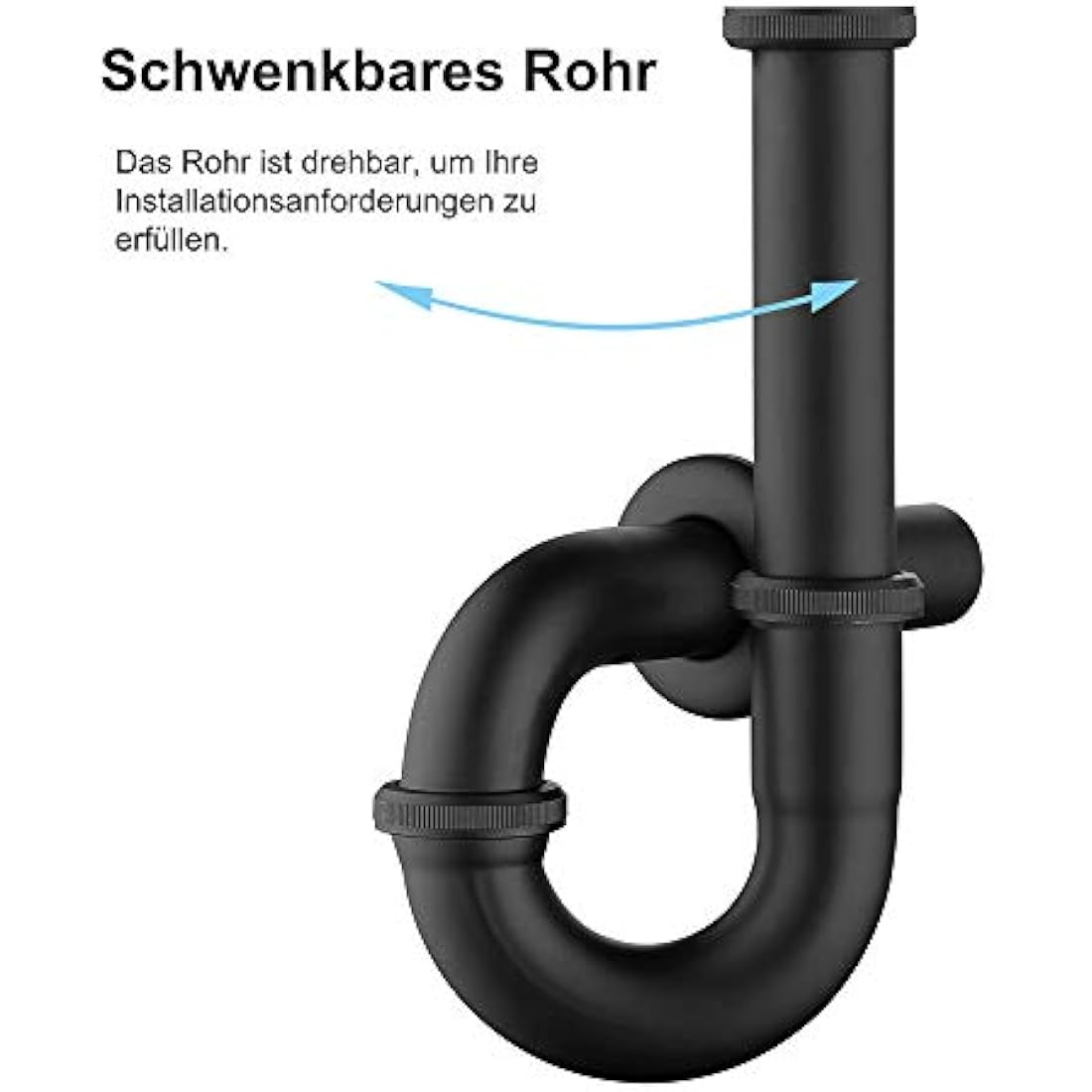 Jolof Store Brass Universal Sink P-Trap with Extension Tube, Matte Black