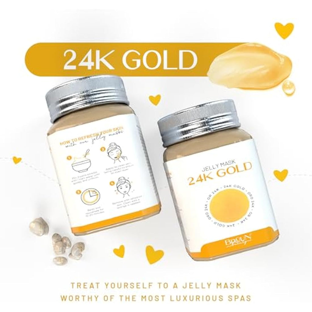 BRÜUN 24K Gold Jelly Mask – Peel-Off Rubber Face Mask Jar, 23 fl oz