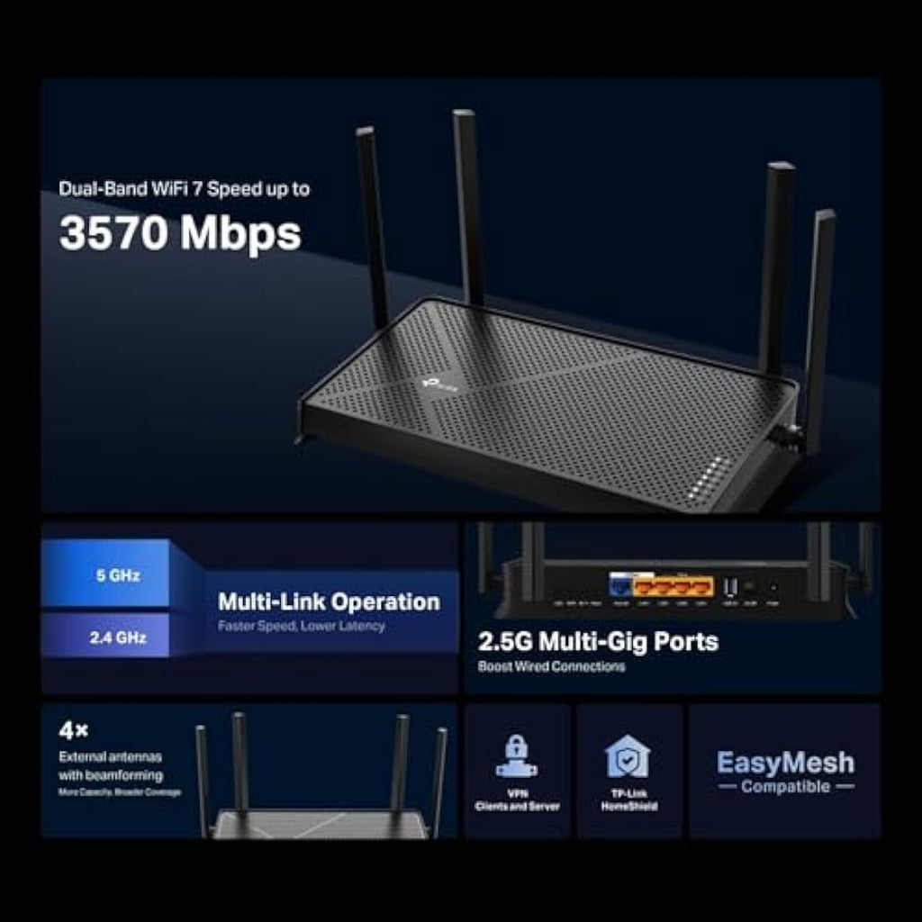 TP-Link Archer BE230 WiFi 7 Router | BE3600 Dual-Band with 2.5G Ports
