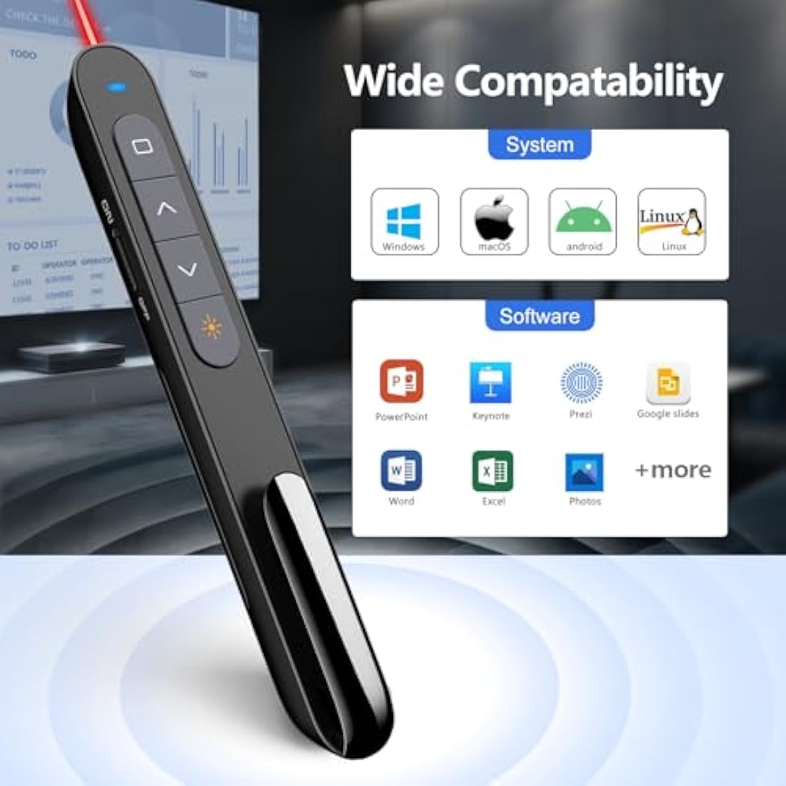 Norwii N27 Wireless Presentation Clicker | 328ft Range Remote (Black)