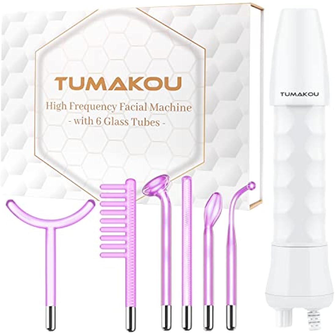 TUMAKOU 6-in-1 High Frequency Wand | Argon Purple Light Facial Machine