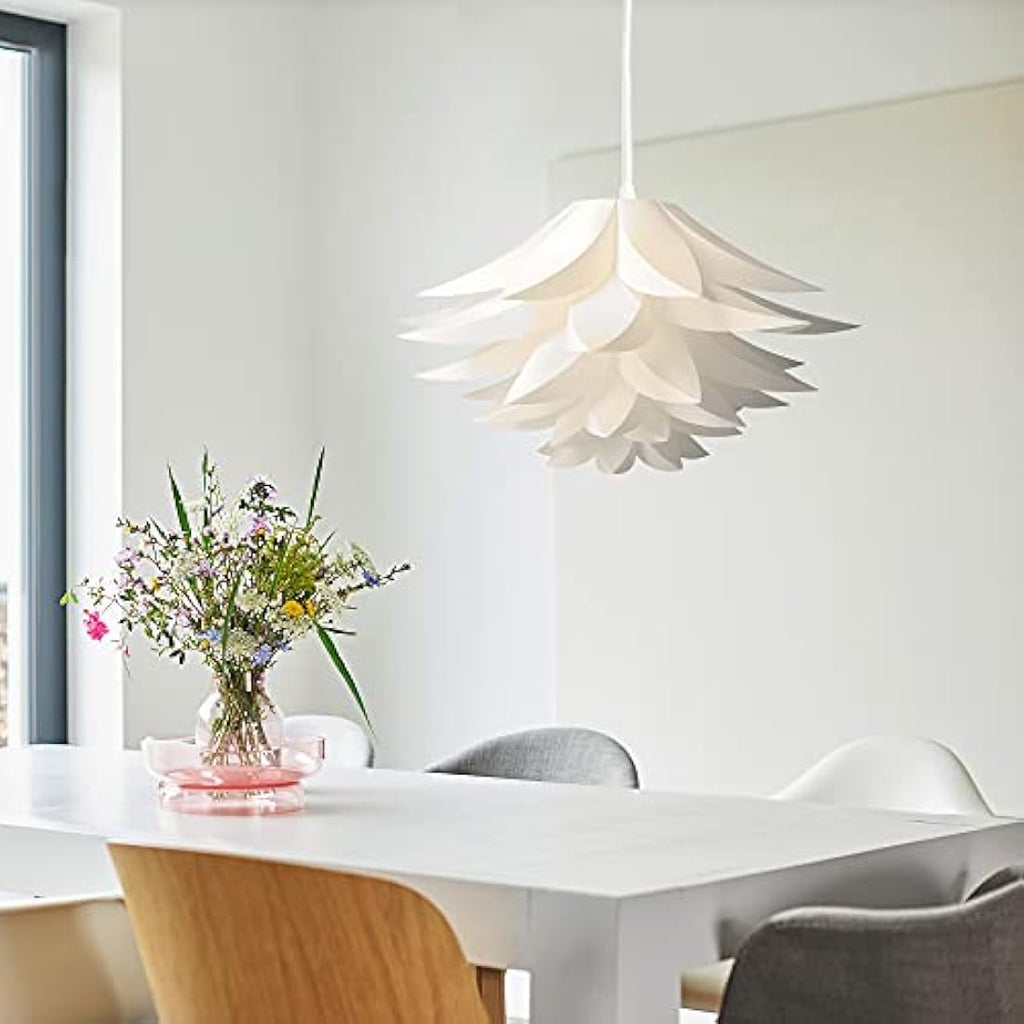 kwmobile Lotus Flower DIY Puzzle Pendant Lamp Shade - White, 20 Inch