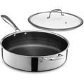 HexClad 5.5L Hybrid Deep Sauté Pan | Nonstick Stainless Steel with Lid