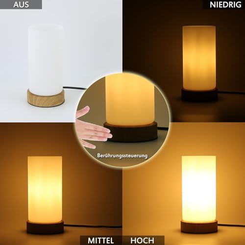 Jolof Store Touch Control Bedside Lamp – Dimmable Wood Base LED, 2 Pack