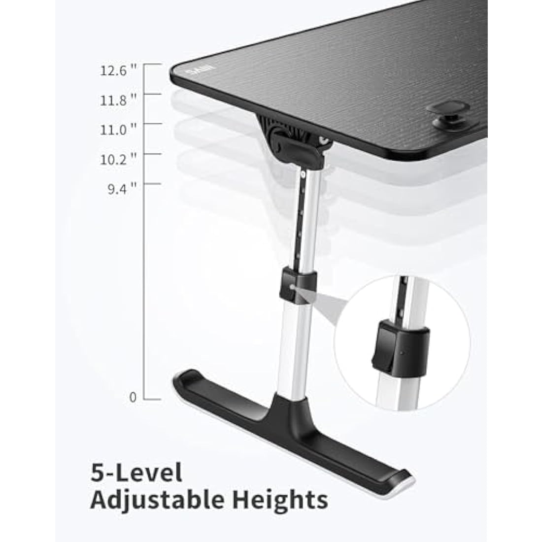 SAIJI Adjustable Laptop Bed Tray – Foldable Ergonomic Desk (Black)