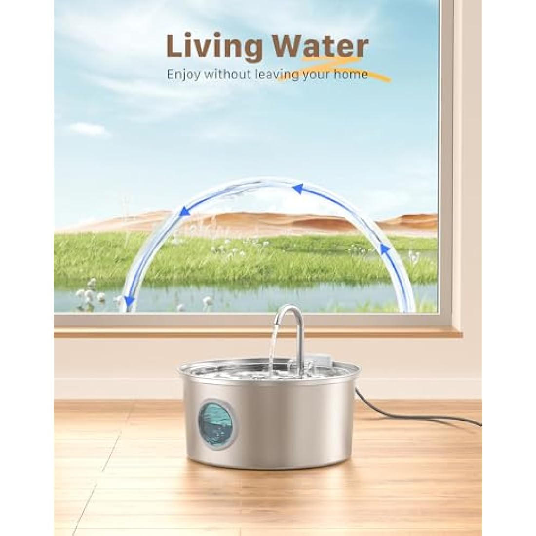 FOFNON Cat Water Fountain – 108oz/3.2L Ultra Quiet Pet Waterer