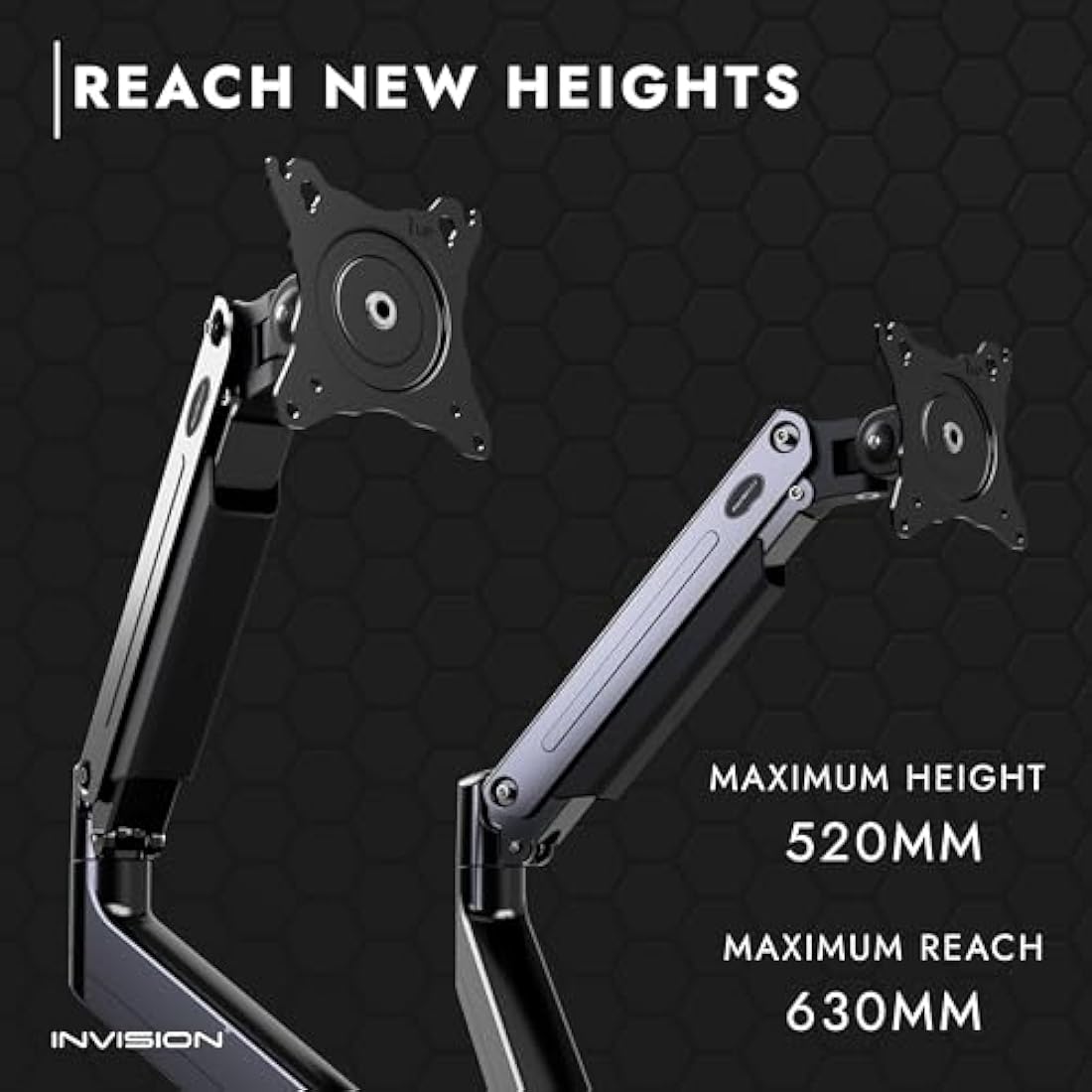 Invision MX900 Dual Monitor Arm – Ergonomic Gas Assisted Mount for 24-35"