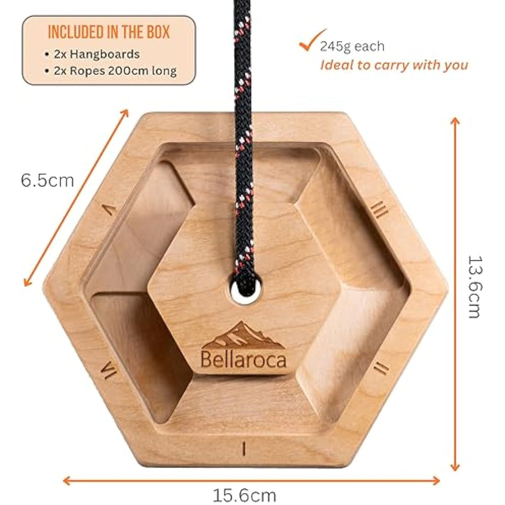 Bellaroca Portable Wooden Climbing Hangboard for Finger Strength