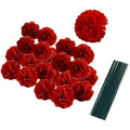 50pc Red Silk Carnation Flower Heads with 8" Stems for DIY