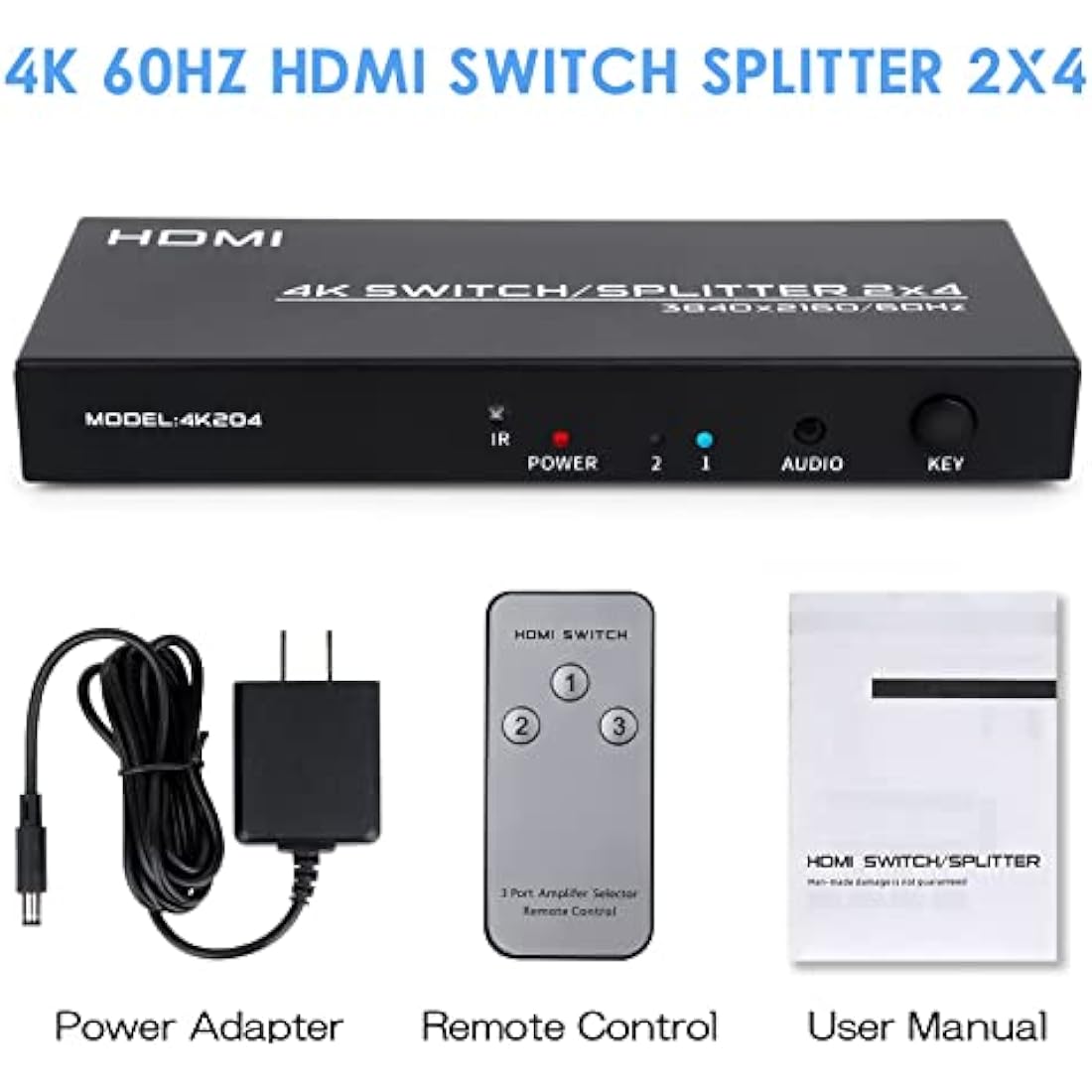 Jolof Store 2 in 4 Out HDMI Switch Splitter | 4K@60Hz HDR with Remote